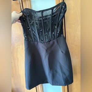 Forever 21 Black Mini Dress with Mesh Bustier